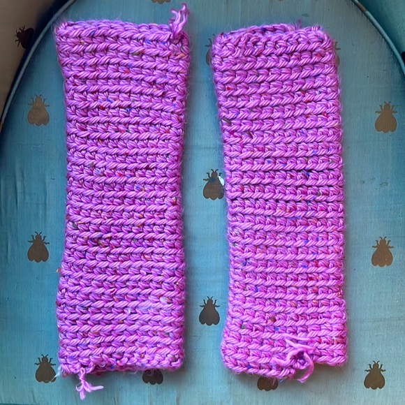 Handmade pink wool leg warmers, children - Picture 1 of 4